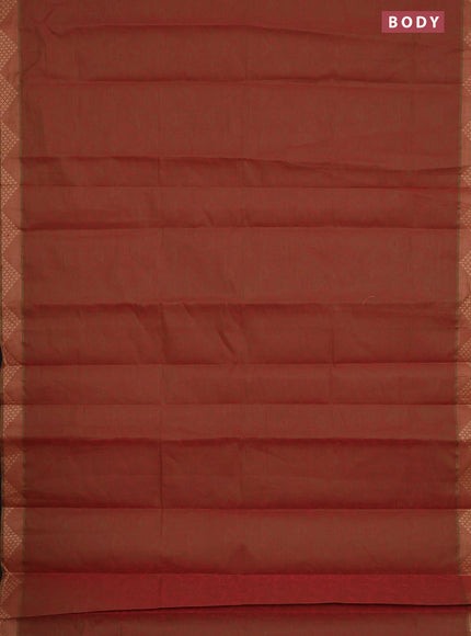 Coimbatore cotton saree dual shade of greenish maroon with allover self emboss and thread woven border