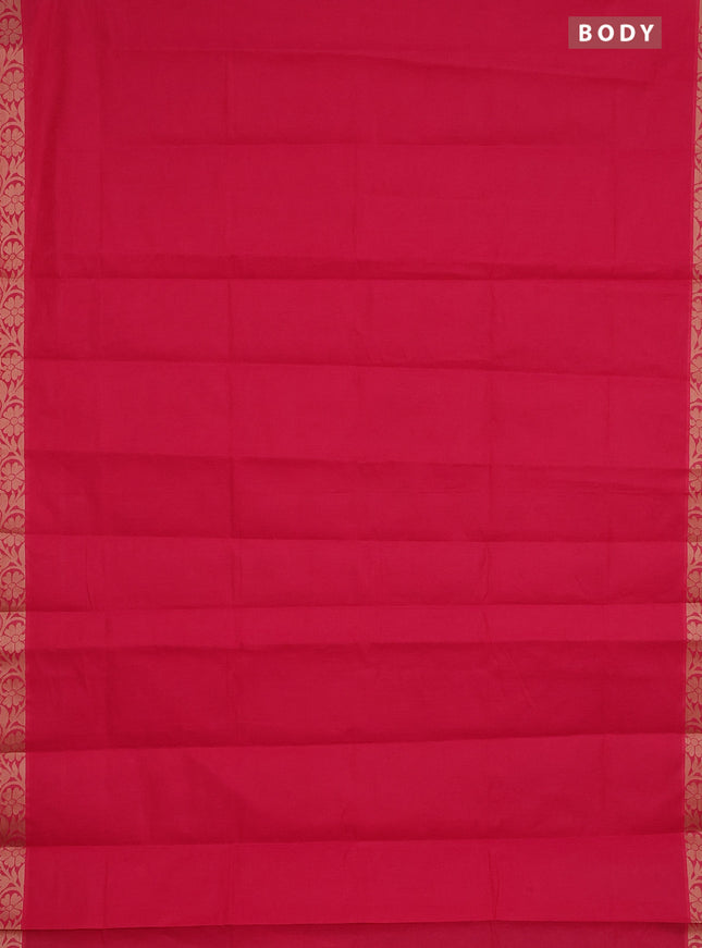Coimbatore cotton saree pink with allover self emboss and thread woven border