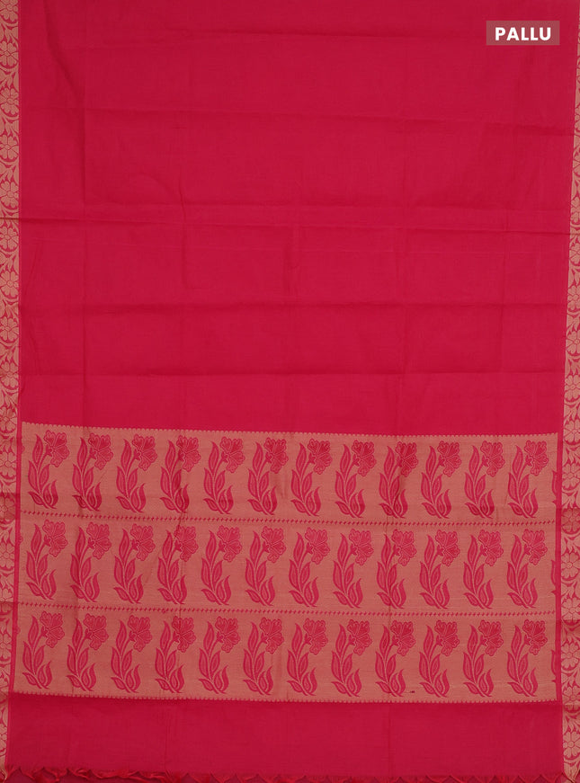Coimbatore cotton saree pink with allover self emboss and thread woven border