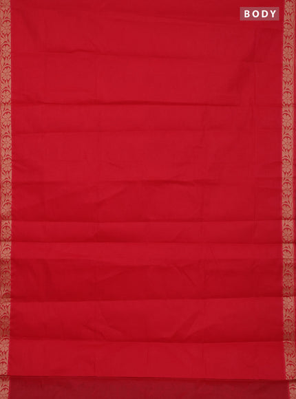 Coimbatore cotton saree orange with allover self emboss and thread woven border