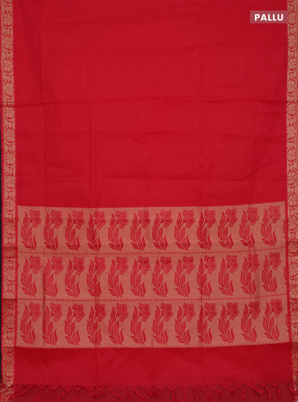 Coimbatore cotton saree orange with allover self emboss and thread woven border