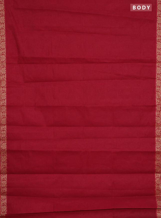 Coimbatore cotton saree maroon with allover self emboss and thread woven border
