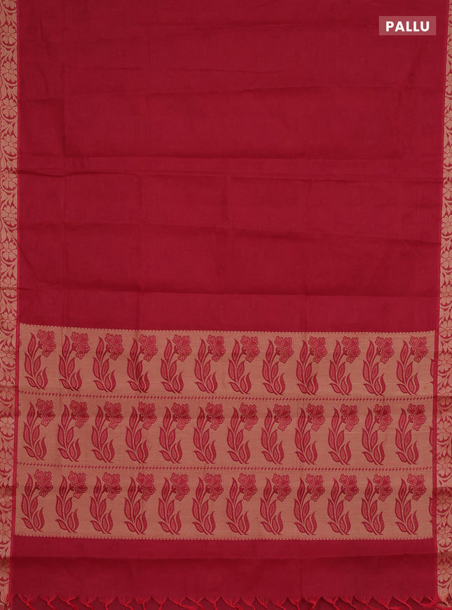 Coimbatore cotton saree maroon with allover self emboss and thread woven border