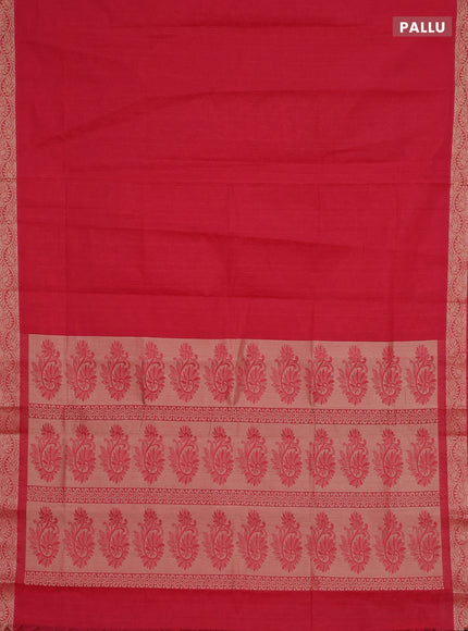 Coimbatore cotton saree red with allover self emboss and thread woven border