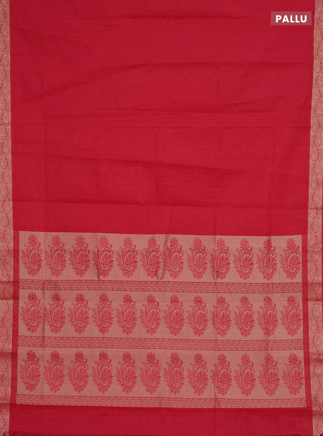 Coimbatore cotton saree red with allover self emboss and thread woven border