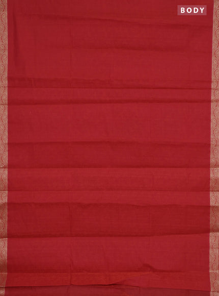 Coimbatore cotton saree rustic orange with allover self emboss and thread woven border