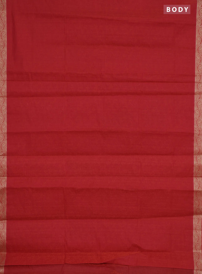 Coimbatore cotton saree rustic orange with allover self emboss and thread woven border