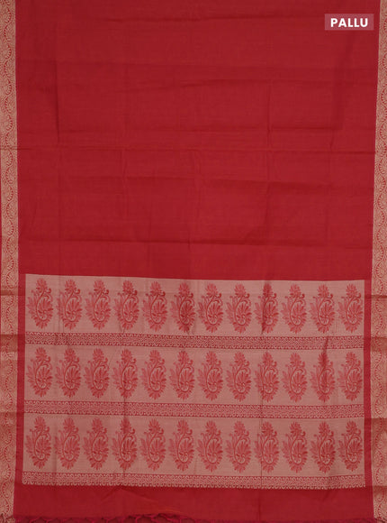 Coimbatore cotton saree rustic orange with allover self emboss and thread woven border