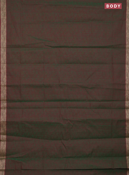 Coimbatore cotton saree dual shade of greenish maroon with allover self emboss and thread woven border