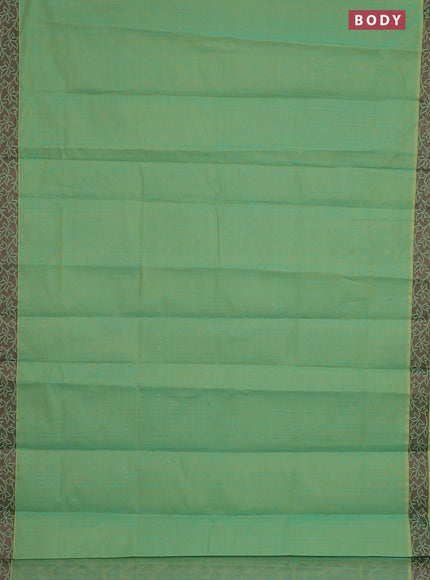 Coimbatore cotton saree dual shade of teal blue with allover self emboss and thread woven border