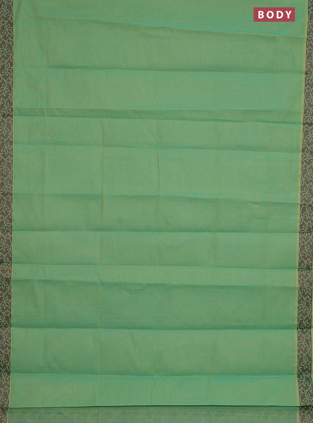 Coimbatore cotton saree dual shade of teal blue with allover self emboss and thread woven border