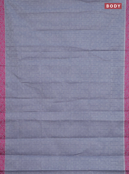 Coimbatore cotton saree grey and pink with allover self emboss and thread woven border