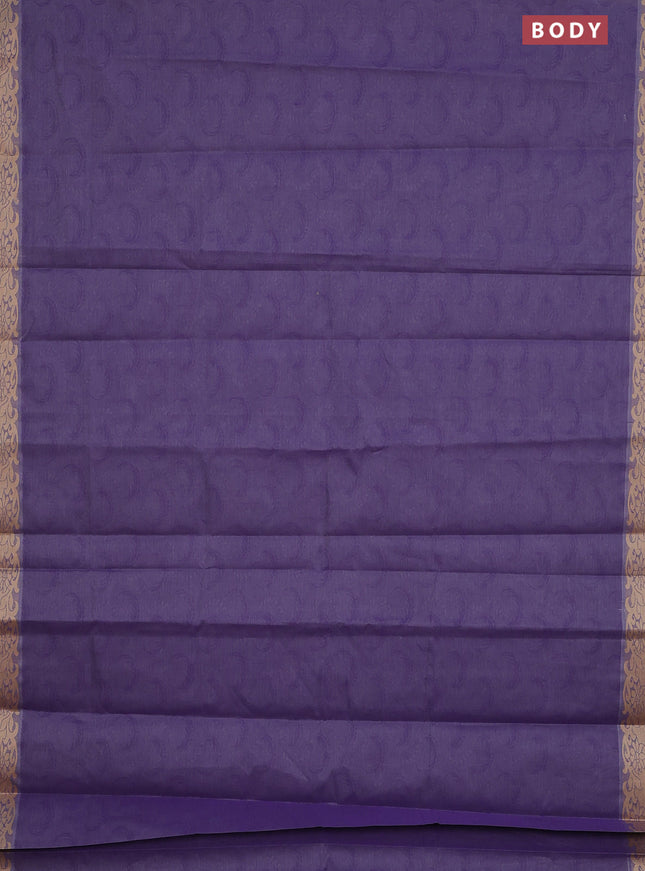 Coimbatore cotton saree dual shade of purple with allover self emboss and thread woven border