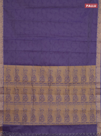 Coimbatore cotton saree dual shade of purple with allover self emboss and thread woven border
