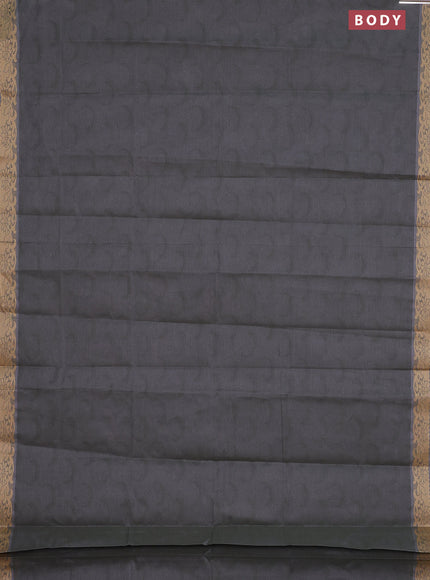 Coimbatore cotton saree grey and sandal with allover self emboss and thread woven border