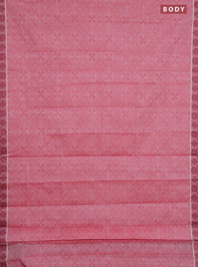Coimbatore cotton saree red and maroon with allover self emboss and thread woven border