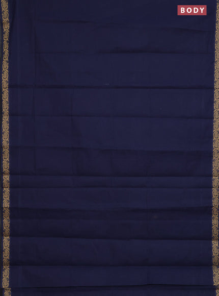 Coimbatore cotton saree navy blue and sandal with allover self emboss and thread woven border