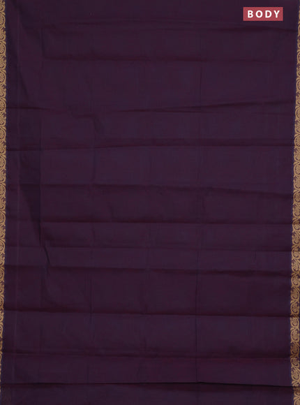 Coimbatore cotton saree wine shade and sandal with allover self emboss and thread woven border