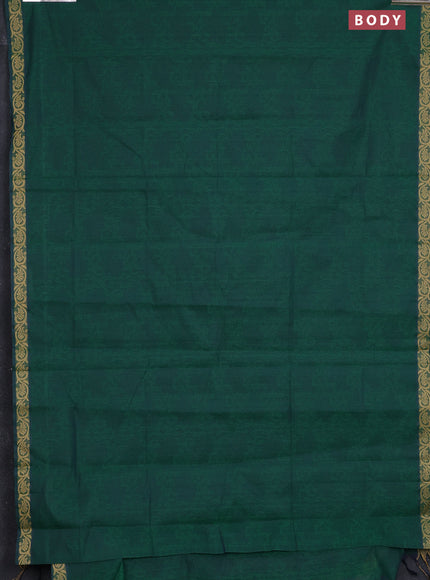 Coimbatore cotton saree dual shade of green and sandal with allover self emboss and thread woven border