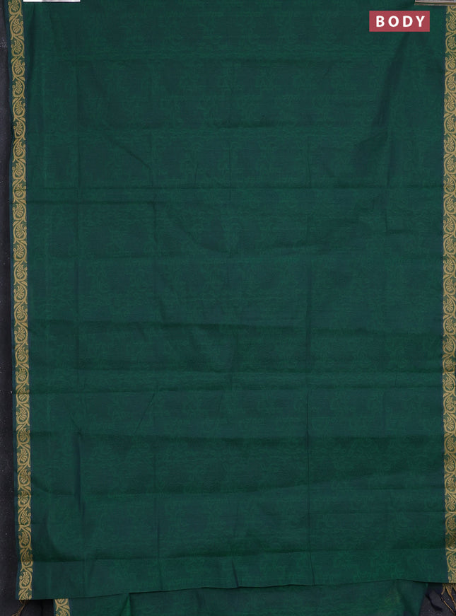 Coimbatore cotton saree dual shade of green and sandal with allover self emboss and thread woven border