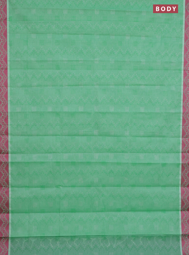 Coimbatore cotton saree green and pink with allover self emboss and thread woven border
