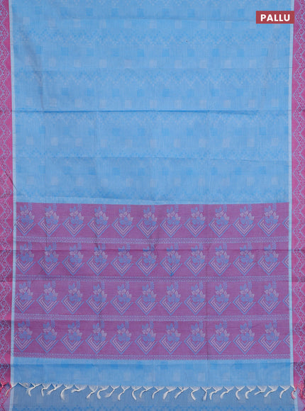 Coimbatore cotton saree grey and pink with allover self emboss and thread woven border