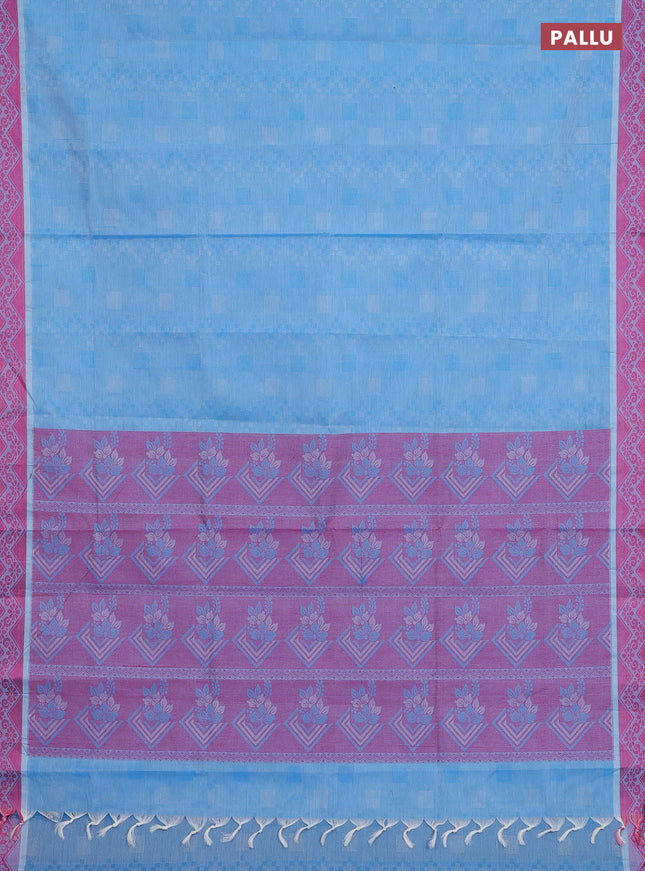 Coimbatore cotton saree grey and pink with allover self emboss and thread woven border