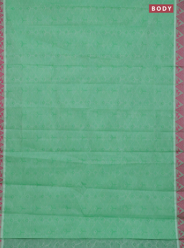 Coimbatore cotton saree green and pink with allover self emboss and thread woven border