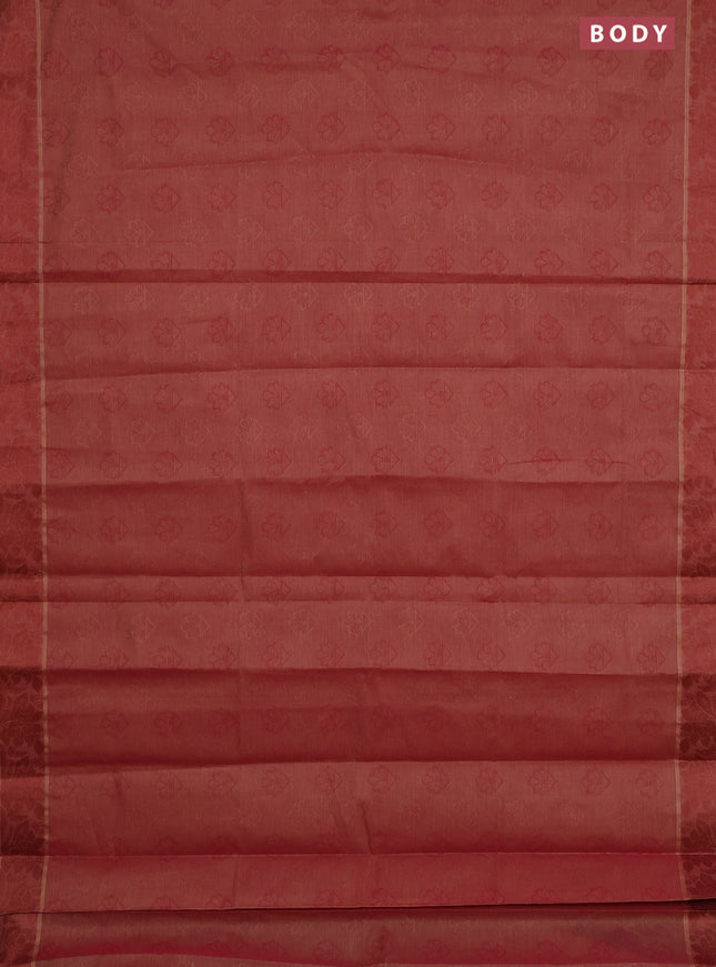 Coimbatore cotton saree pastel maroon and maroon with allover self emboss and thread woven border