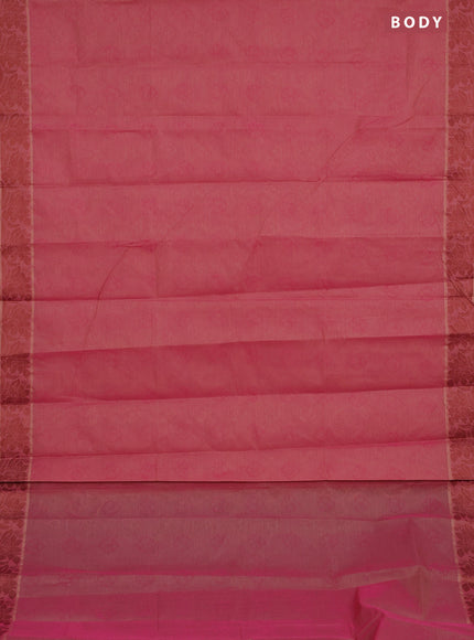 Coimbatore cotton saree dual shade of pink with allover self emboss and thread woven border