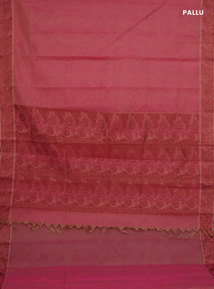 Coimbatore cotton saree dual shade of pink with allover self emboss and thread woven border