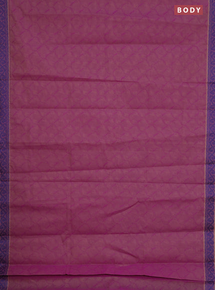 Coimbatore cotton saree dual shade of purple and blue with allover self emboss and thread woven border