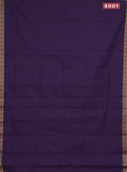 Coimbatore cotton saree purple with allover self emboss and thread woven border