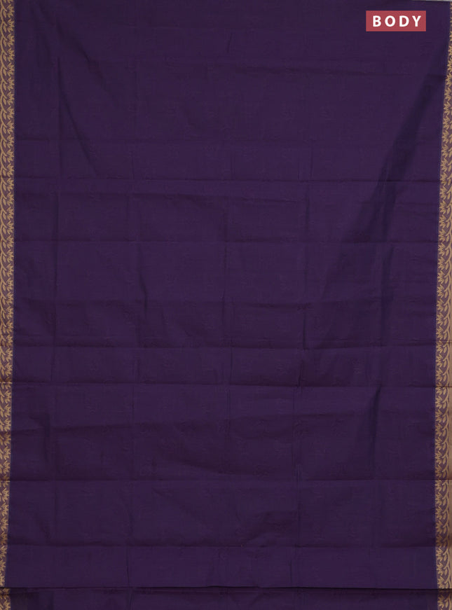 Coimbatore cotton saree purple with allover self emboss and thread woven border