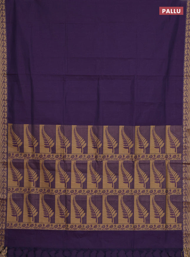 Coimbatore cotton saree purple with allover self emboss and thread woven border