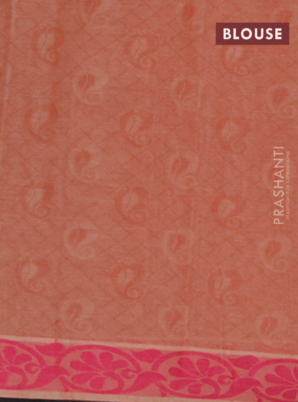 Coimbatore cotton saree dual shade of yellowish pink and pink with allover self emboss and thread woven border