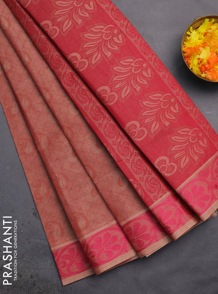 Coimbatore cotton saree maroon and pink with allover self emboss and thread woven border