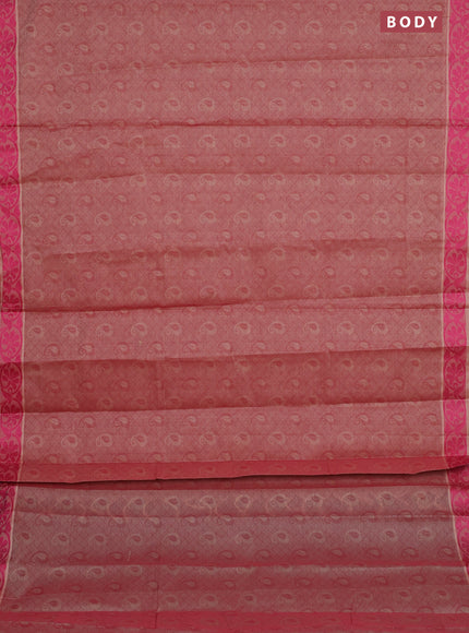 Coimbatore cotton saree maroon and pink with allover self emboss and thread woven border