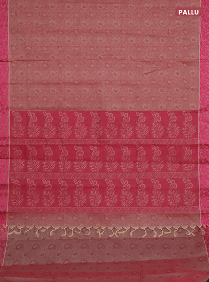 Coimbatore cotton saree maroon and pink with allover self emboss and thread woven border
