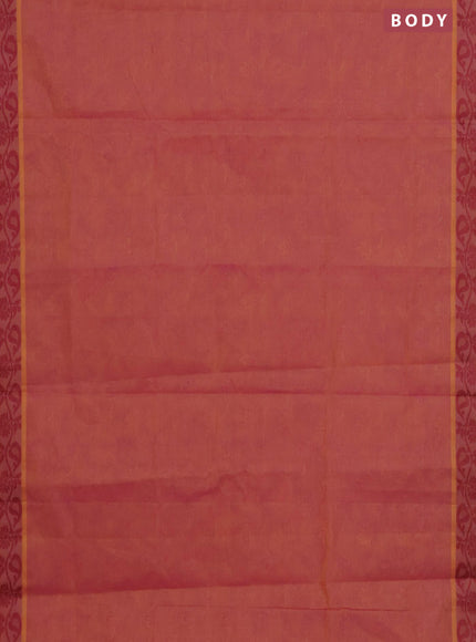 Coimbatore cotton saree rust shade and pink with allover self emboss and thread woven border