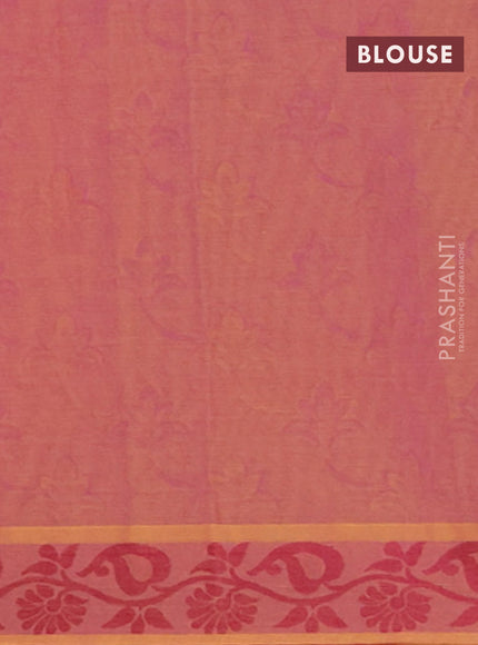 Coimbatore cotton saree rust shade and pink with allover self emboss and thread woven border