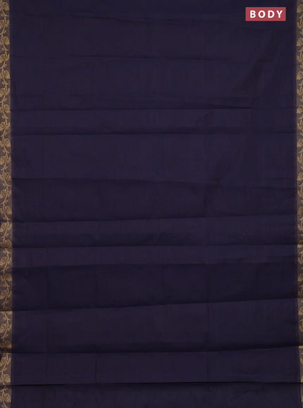 Coimbatore cotton saree deep jamun shade and sandal with allover self emboss and thread woven border