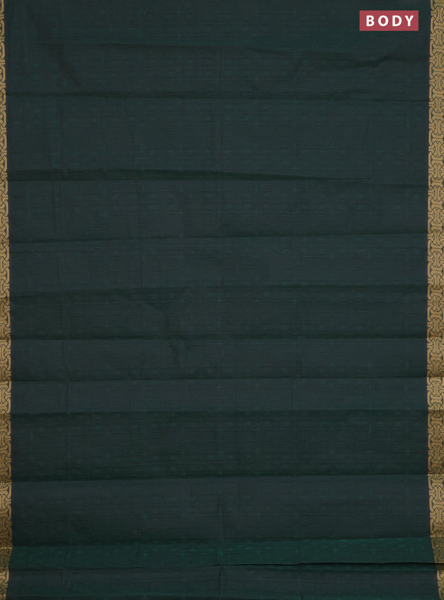 Coimbatore cotton saree sap green and sandal with allover self emboss and thread woven border