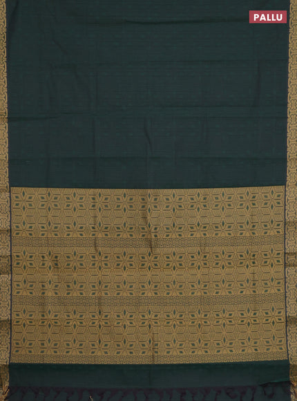 Coimbatore cotton saree sap green and sandal with allover self emboss and thread woven border