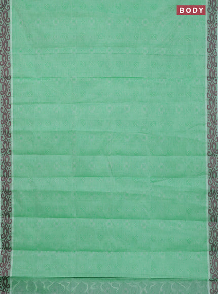 Coimbatore cotton saree green and deep maroon with allover self emboss and thread woven border