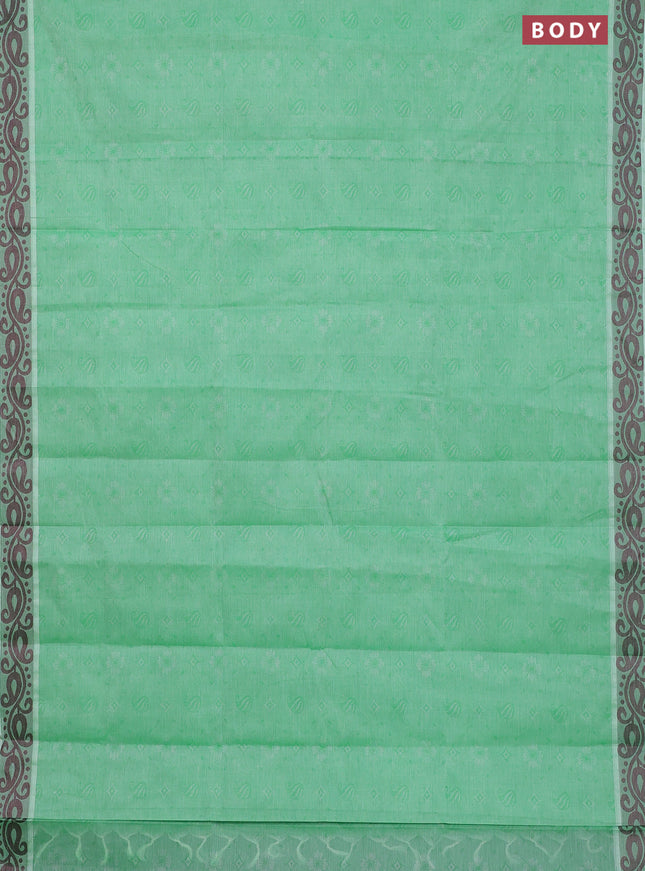 Coimbatore cotton saree green and deep maroon with allover self emboss and thread woven border