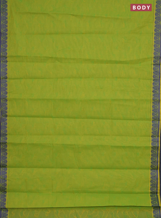 Coimbatore cotton saree light green and blue with allover self emboss and thread woven border
