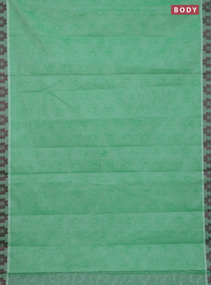 Coimbatore cotton saree green and deep maroon with allover self emboss and thread woven border