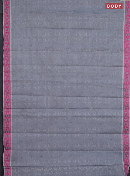 Coimbatore cotton saree grey and pink with allover self emboss and thread woven border