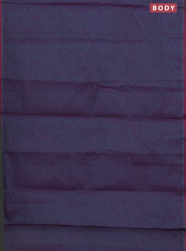 Coimbatore cotton saree dual shade of bluish purple and pink with allover self emboss and thread woven border
